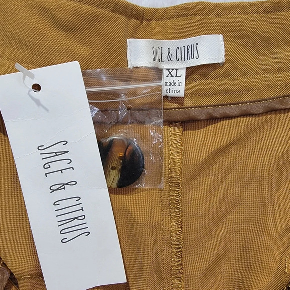 NWT Sage & Citrus Gold Dressy Pleated Shorts Button Accents High Rise Size XL - Picture 6 of 10